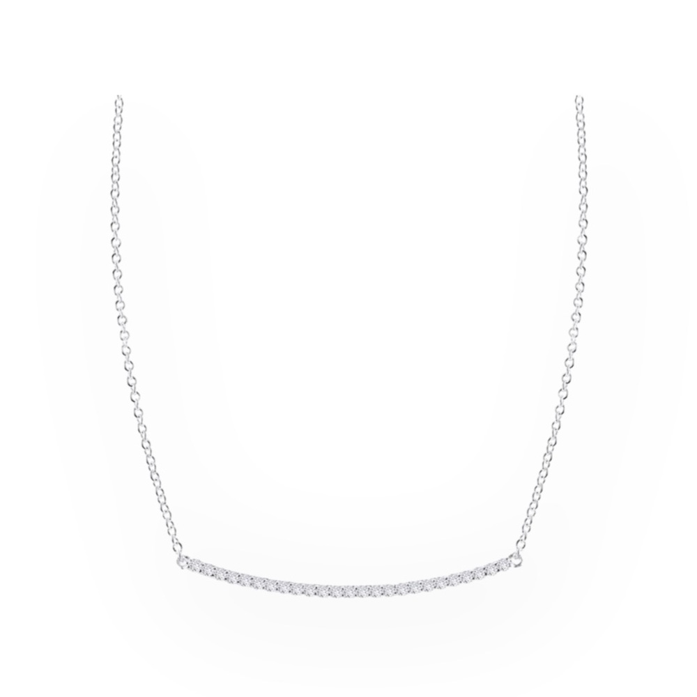new Lassaire ☾ Simulated Diamond Curve Bar Necklace ☾ 925 Sterling Silver .32CTW